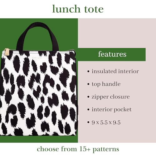 Image of kate spade new york Insulated Lunch Tote, Modern Leopard | Cute Insulated Soft Cooler Bag, Adult Lunch Box with Silver Thermal Interior Lining and Mesh Storage Pocket