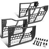 Textured Black Steel Durable Offroad Tubular Tube Doors Front+Rear w/Assembly Compatible with Jeep Wrangler 4-Dr 07-18