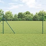 QUAHEAS Kettenzaun Grün Stahl Gartenzaun 100x150 cm wetterfester Zaun mit Korrosionsschutz und UV-beständiger Doppelstabmatte als Sichtschutz für Terrasse, Balkon, Vorgarten und Außenbereich