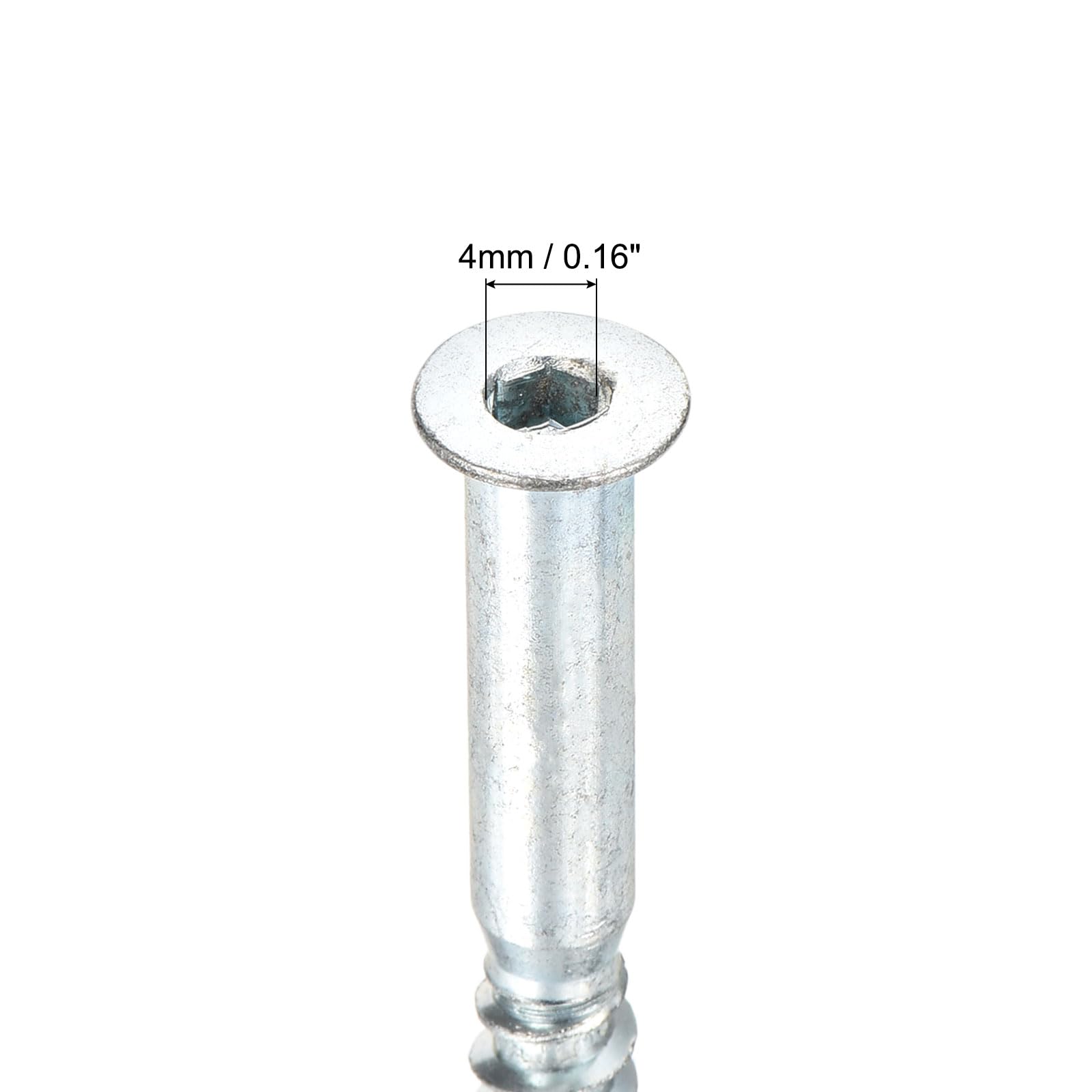 QUARKZMAN 100Pcs Tornillos de Conexión Autoperforantes con Cabeza Avellanada y Hexagonal M7x85mm de Acero Al Carbono para Muebles Confirmat, Plateado