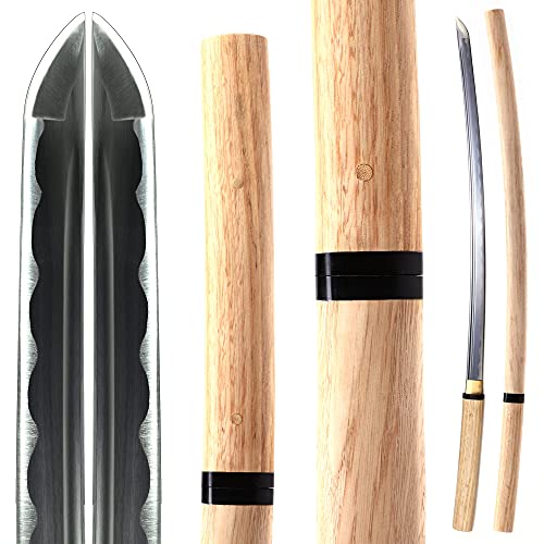 Hejiu Real Katana Samurai Swords,Handmade Katana,Shirasaya, Japanese Swords Full Tang 1045 Carbon Steel Ancient Heat Treatment