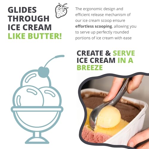 Oliver's Kitchen ® Ice Cream Scoop - Create Perfect Spheres with Our Heavy Duty Ice Cream Scooper - Comfortable Grip Handle Makes Light Work of Frozen Hard Ice Creams! - Image 4