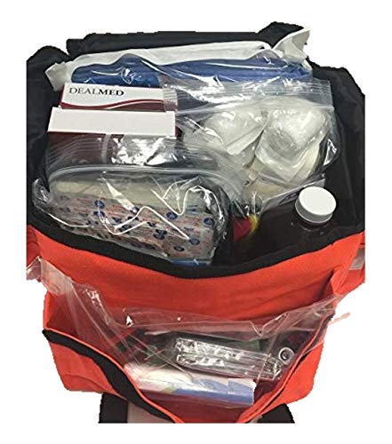Image of Dealmed First Responder Trauma Bag - Fully Stocked EMS Emergency Kit - Orange Professional Equipment Organizer