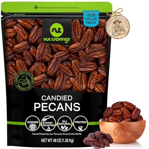 NUT CRAVINGS - Candied Pecans Honey Glazed Praline, No Shell (48oz - 3 LB)