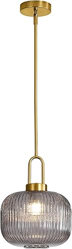 Modernas lámparas colgantes de cristal, lámparas colgantes de 1 luz para isla de cocina, lámparas colgantes doradas para comedor, lámpara de cristal