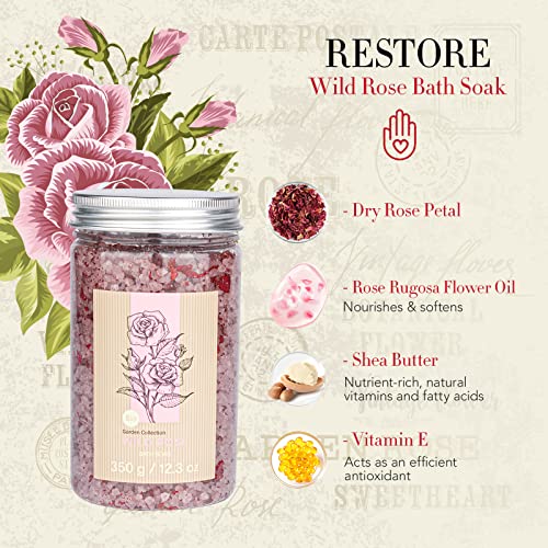 Bath Salts, Bath Soak Gift Set 5Pcs With Lavender & Pink Rose Petals. Soaking Salts For Women Relaxing, Body And Foot Soak. Lavender, Chamomile, Wild Rose 3 Scents Bath Salt. Rich In Essential Oil. #TOP3