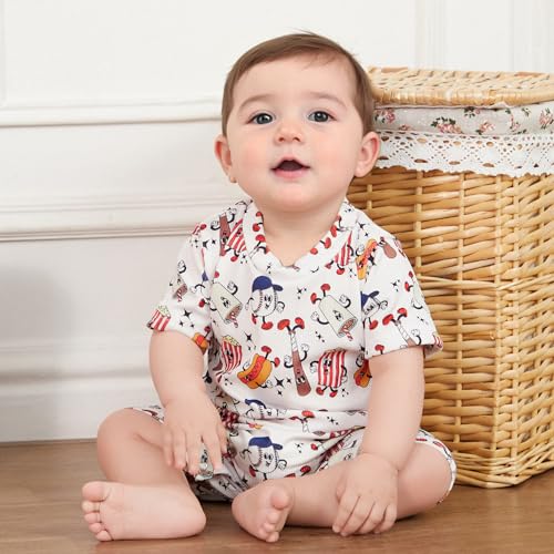 Newborn Infant Baby Boy Girl Clothes Baseball Print Short Sleeve Jumpsuit One Piece Romper Bodysuit Game Day Outfit3