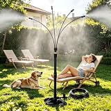 Sprühnebel Terrasse Stehend Sprühnebel Kühlung, Wasservernebler Terrasse mit 8m Wasserleitung und Wassernebel Kühlung Druckregulierung, Verstellbarer 360° Drehbare Nebeldüsen Vernebler Garten Kühlung