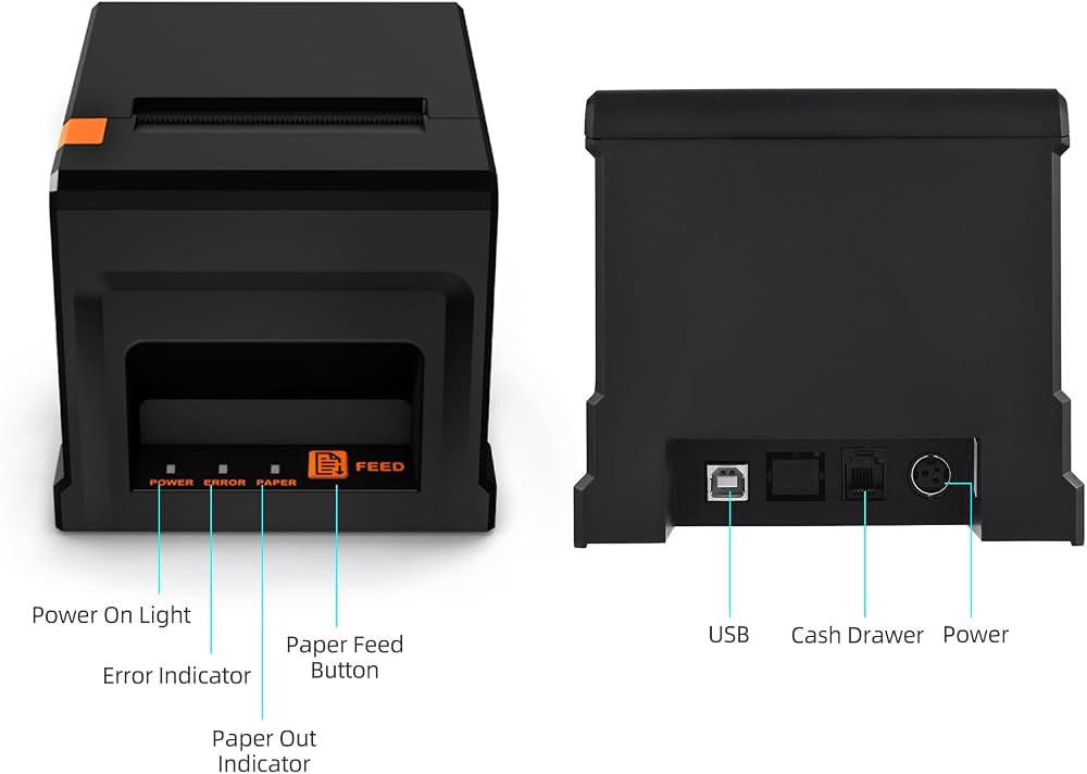 Amazon | レシートプリンター,80mm USBレシートプリンター POS