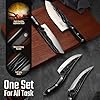 Huusk Knives Set, Serbian Chef Knife Set with Bag, Japanese Kitchen Knives Set, Hand Forged High Carbon Steel Knife Set, Full Tang Knives with Ebony Handle, Christmas Gift for Men and Women