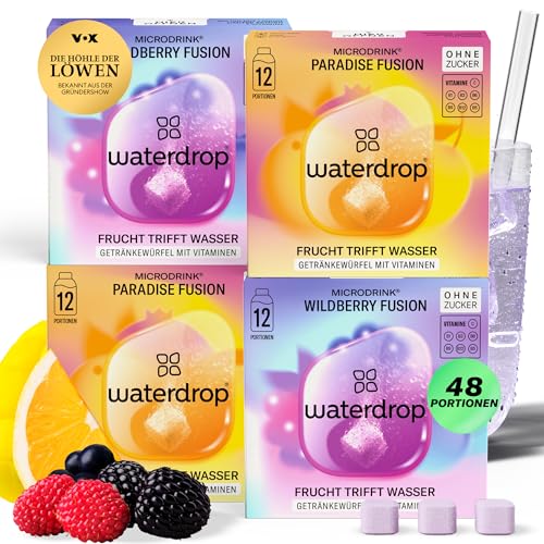 waterdrop® Mango & Beeren Fusion – 48 Waterdrop Würfel - Paradise & Wildberry Fusion – Zuckerfreier Durstlöscher & Alternative zu Getränkesirup und Geschmackspulver - Geschmack für Wasser ohne Zucker