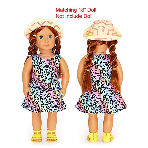 Jeskids Doll And Girls Matching Outfits Unicorn Dress Sleeveless Sundress 18" Doll Leopard, 6-7T #TOP3