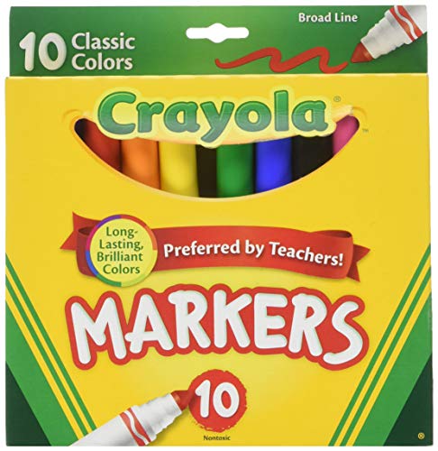 Non-Washable Markers, Broad Point, Classic Colors, 10/Set - image 1