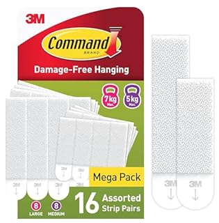 Command Picture Hanging Strips, Value Pack - 8 Pairs of Medium (16 Strips), 8 Pairs of Large (16 Strips) - For Pictures, Frames, Mirrors, Wall décor - Damage Free Hanging