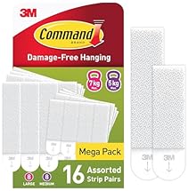 Command Picture Hanging Strips, Value Pack - 8 Pairs of Medium (16 Strips), 8 Pairs of Large (16 Strips) - For Pictures, Fr…