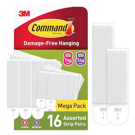 Command Picture Hanging Strips, Value Pack - 8 Pairs of Medium (16 Strips), 8 Pairs of Large (16 Strips) - For Pictures, Frames, Mirrors, Wall décor - Damage Free Hanging