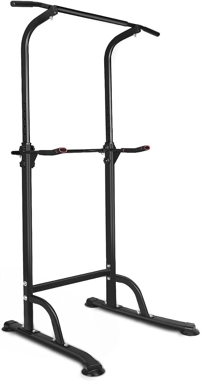 MIIUDGIG Power Tower Pull Up Bar Station, Adjustable Workout Dip Station for Home Gym Strength Training Fitness Equipment, Multi-Function Stable Pull Up Dip Station for Home Outdoor