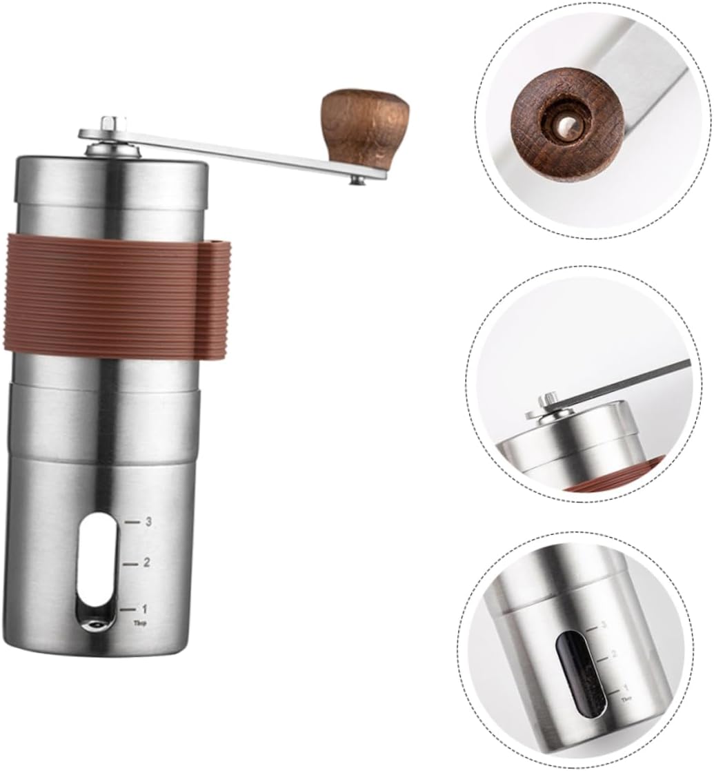 Portable Manual Coffee Grinder Stainless Steel Bean Grinder Hand Crank Mill for Home Office Travel Camping Detachable Coffee Maker 4.92 X 1.77 X 1.77 in