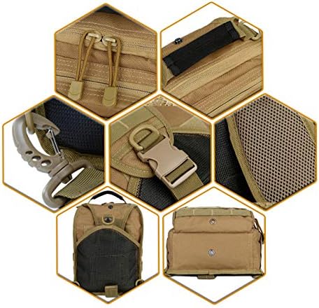 QT&QY Tactical Sling Bag For Men Small Military Rover Shoulder Backpack EDC Chest Pack Molle Assault Range Bag