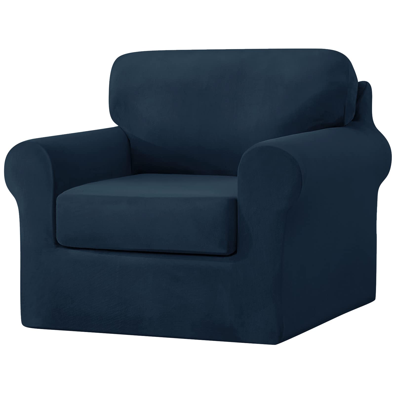 SYLC Sofa Cover with Separate Seat Cushions and Backrests Stretch Velvet Sofa Slipcover Couch Covers Furniture Protector Split Combined (Navy blue,1 Seat Set 3 PCS)