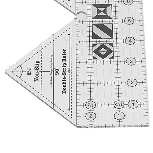 Ruler Grids 90 Degree Acrylic Double Strip Quilting Ruler, Clear 90 Degree Sewing Ruler Acrylic Triangular Hand 10In Sewing Cutting Ruler For Garment Designs Tailor's Tools #TOP6