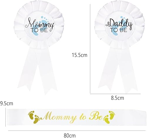 Miniatura 3 de CoolerthingsDG, 3 piezas, con letras doradas, botón de baby shower, regalos para papá, fiesta de revelación de género para bebé niño, botón de