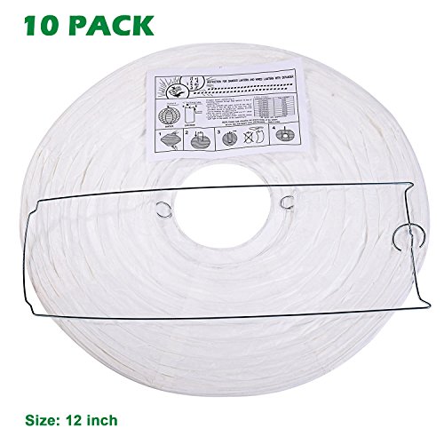 LURICO 10 Packs 12 Inch White Paper Lanterns Round Chinese/Japanese Hanging Ball Lantern Lamps for Birthday Wedding Christmas Parties, Home Decor and Weddings Decorations by LURICO - Used condition - Image 2