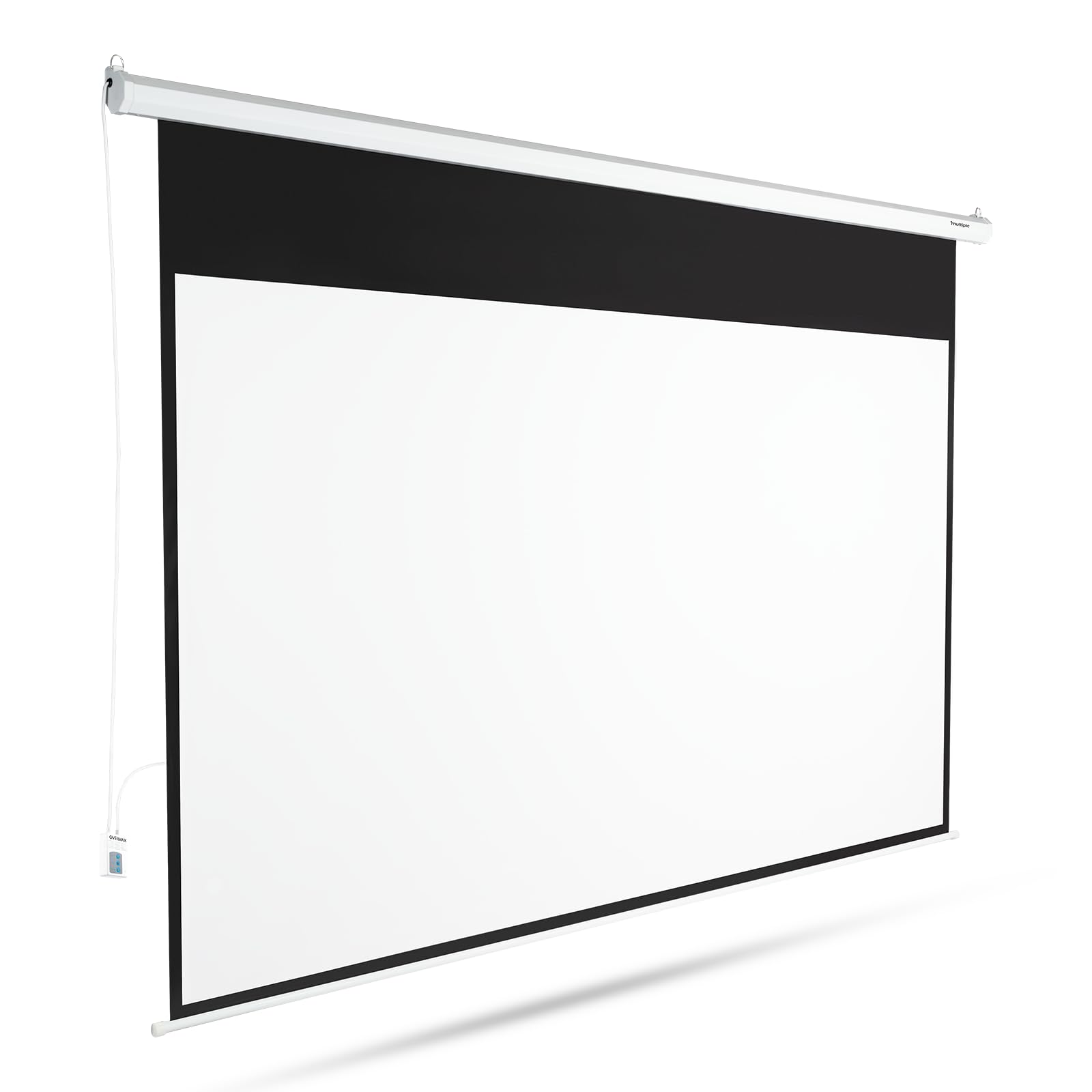 Overmax Automatisch aufrollbare Projektionsleinwand Automatic Screen 95", 16:9, elektrisch mit Fernbedienung, für Heimkino und Präsentationen, Wand- oder Deckenmontage