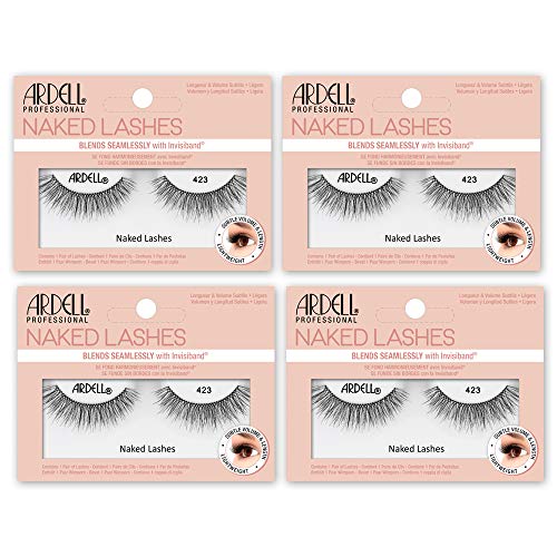 Ardell Naked Lashes 423 with Invisiband – Natural False Eyelashes, Lightweight Strip Lashes for Soft Volume, 4 Pairs