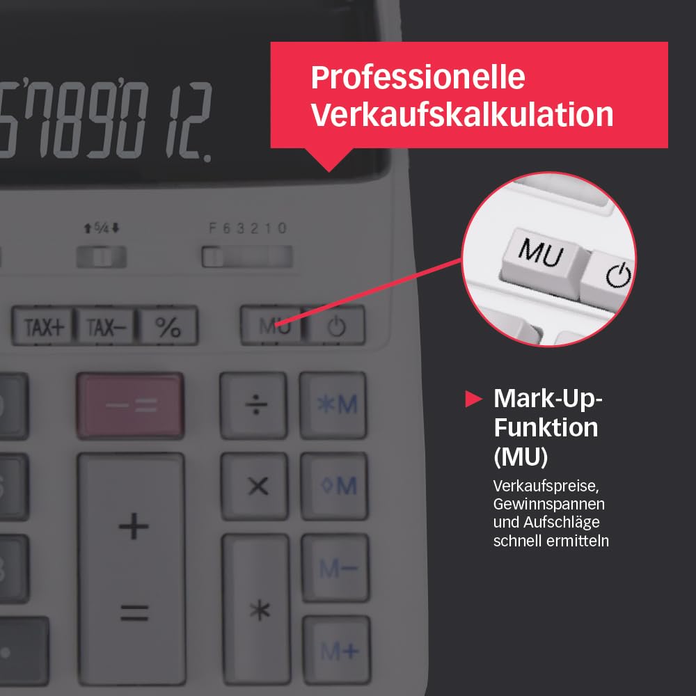 Sharp CS-2635LW Druckender Tischrechner, 12-stellig, LCD Display, Tax & Währungsumrechnung, schwarz/rot Druck, Heavy-Duty-Druckwerk, Netzanschluss