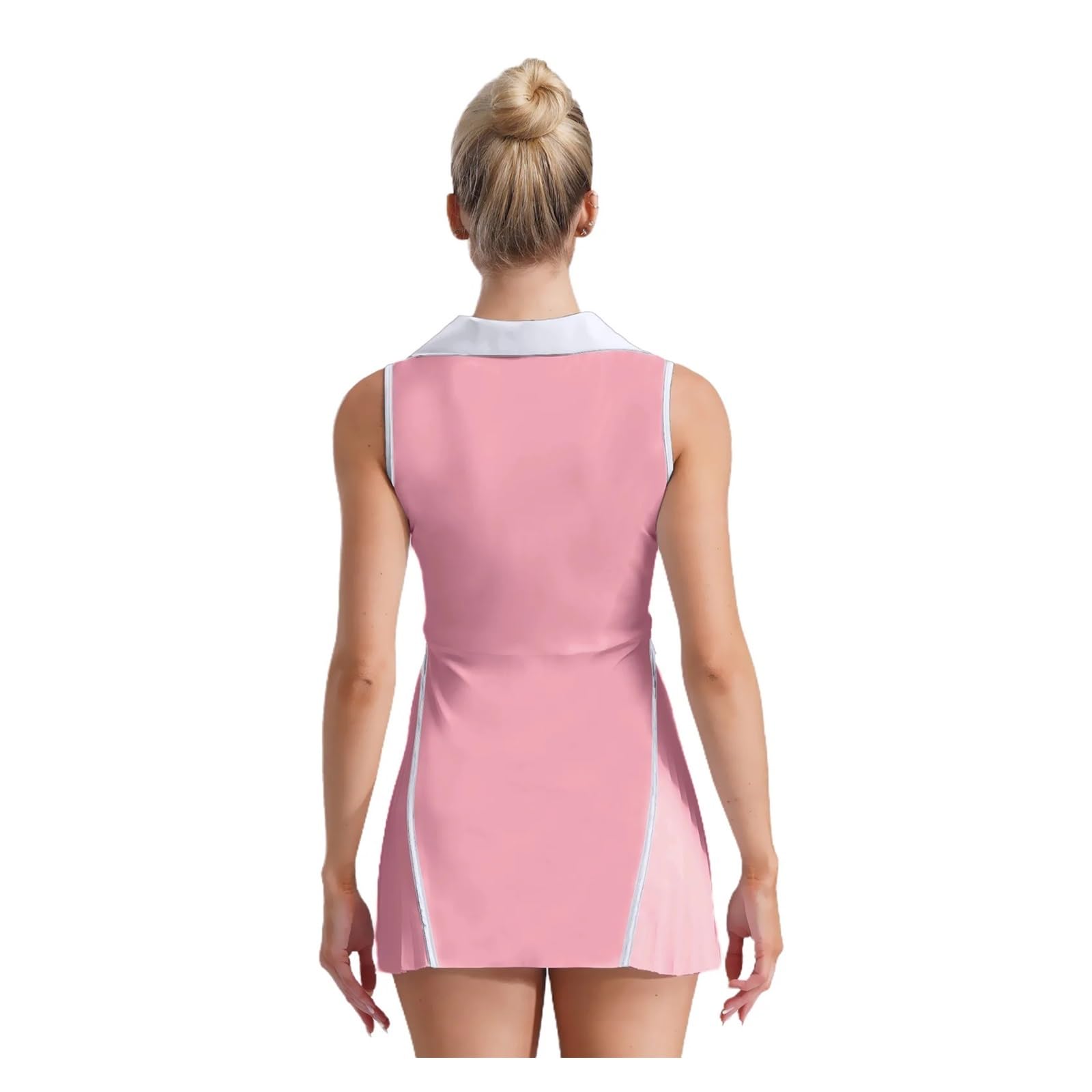 Vestido Deportivo Vestidos Deportivos de Tenis for Mujer, Ropa Golf for, Cuello en V, sin Mangas, Ribete Contraste Vestido Padel Mujer(Green,L)