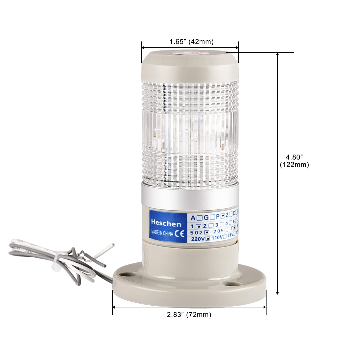 Heschen lampadina LED luce di avvertimento torre luce di segnale 220 V AC bianco 2 fili