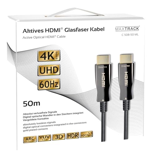 Câble HDMI 2.0 actif optique Transmedia C508-50ML haute précision HDR