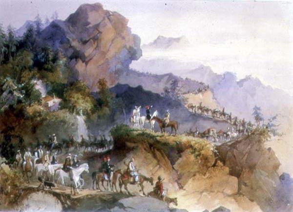 Posters et art pour décoration chambre : tableau paysage montagne diplomates Amadeo Preziosi