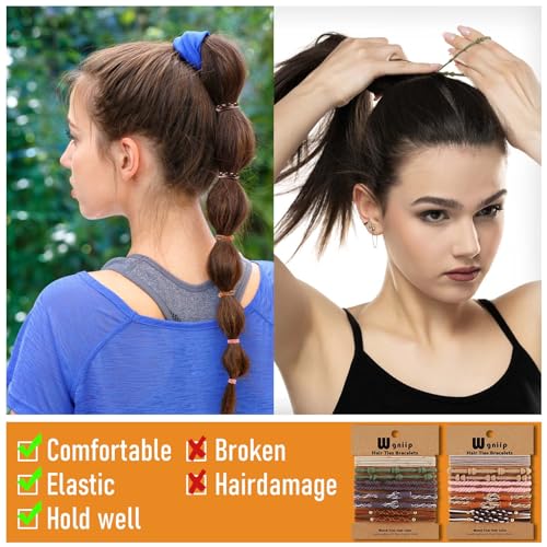 20 Pcs Boho Hair Ties for Women, 5 Styles Cute Hair Tie Bracelet for Thin and Thick Hair/Pony Tails, 10 Colors Hair Accessories for Women No Damage Hair Elastics - Image 3