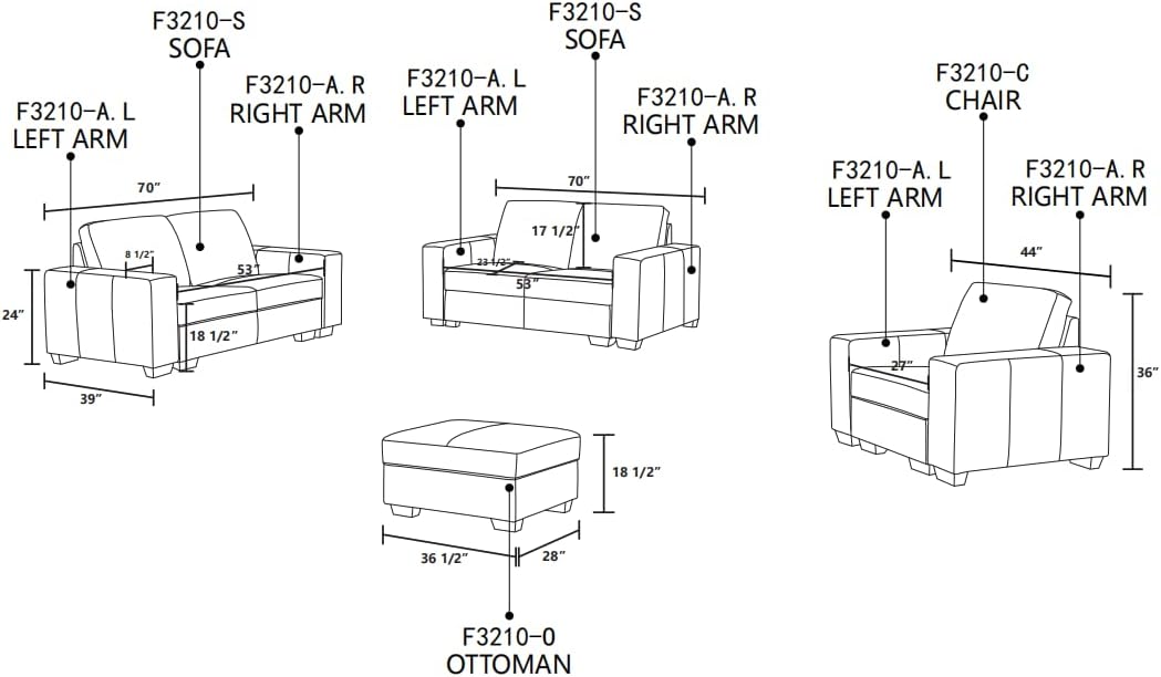 Beverly Fine Furniture Manchester Genuine Leather Living Room Set with Ottoman