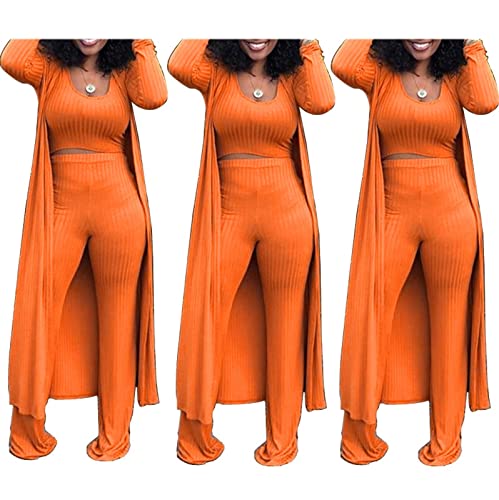 Image of Women's 2 Piece Outfits Set Ribbed Short Sleeve Casual Crop Top Wide Leg Pants Suit Set