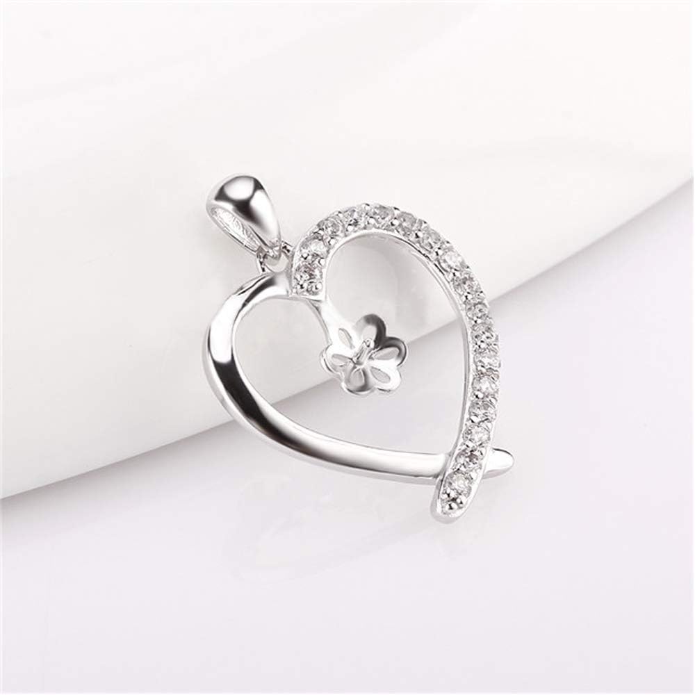 Cubic Heart Bail Pendants for Pearl Jewelry Making Sterling Silver, Design Pendant Fitting for Fashion Jewelry - Image 2