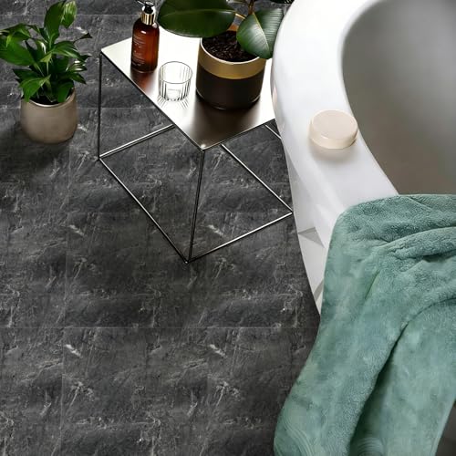 Image of Celestdeco Peel and Stick Floor Tiles,Self Adhesive Marble Flooring 30x30cm,10 Pack Classic Slate Grey Marble Effect Tiles with Thickened Matte Finish,Waterproof for Kitchen Bathroom