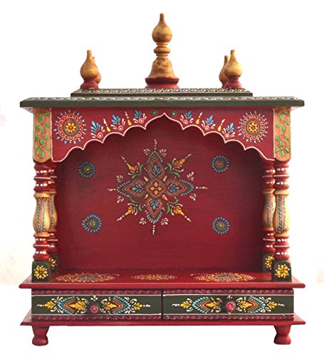 Home and Bazaar Rajasthani Ethnic Handcrafted Wooden Temple/Mandir/Pooja Ghar/Mandapam