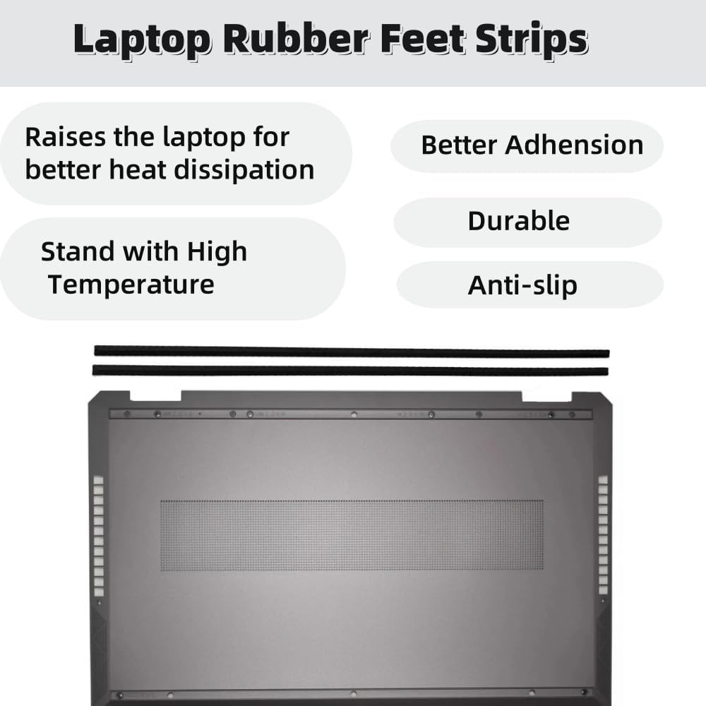 New Replacement Bottom Rubber Feet for HP Spectre X360 15-DF 15T-DF 15-EB 15T-EB L95644-001 Laptop Bottom Cover Non-Slip Silicone Bumper Rubber Foot Strip Pad 2PCS (Black)