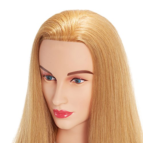 Hairingrid Mannequin Head 24"-26"100% Human Hair Hairdresser Cosmetology Mannequin Manikin Training Head Hair and Free Clamp Holder (R71907W2718A)