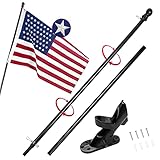 American Flag 3x5 ft with Black Pole Kit - Heavyweight Nylon - Embroidered Stars and Sewn Stripes -...