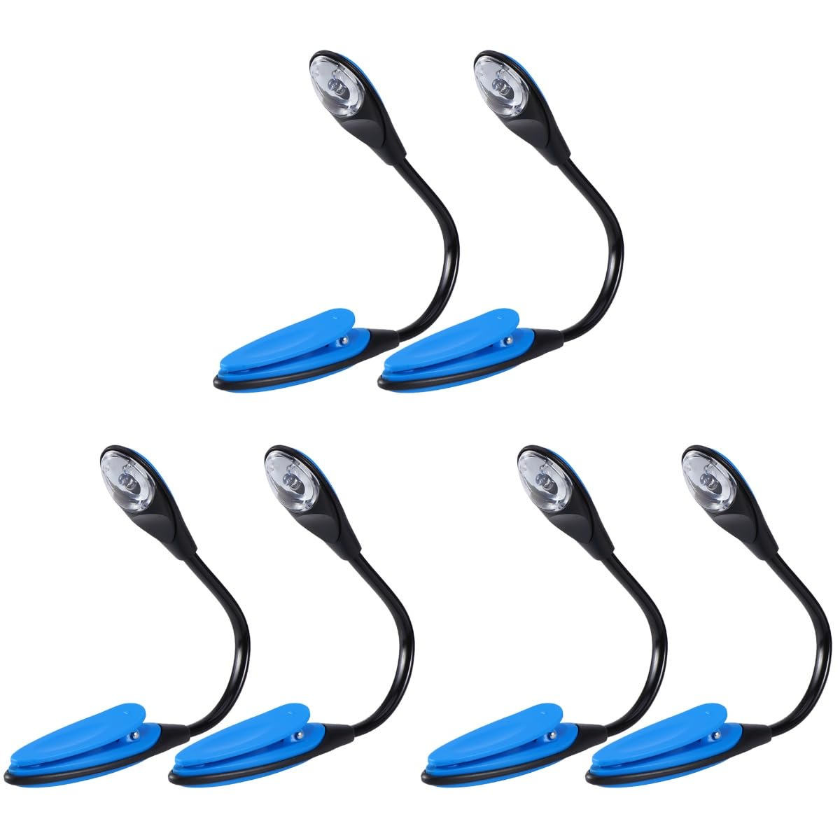 Veemoon 6 Pezzi Mini Lampada Clip LED Blu Portatile e Flessibile Luce Notturna per Libri e Laptop Alimentata Batteria Bottone Inclusa Protezione