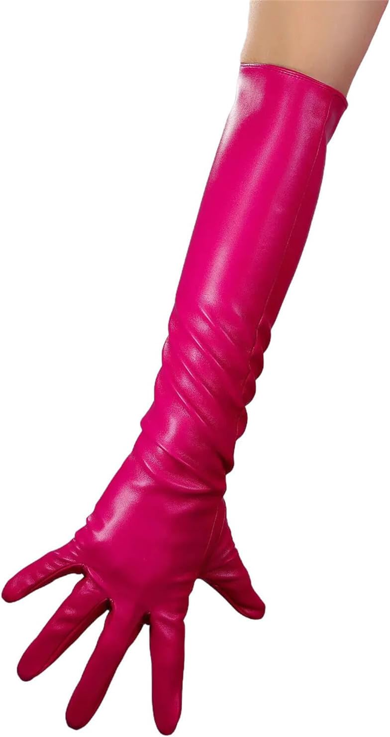 Men's Long Fashion Faux Leather Gloves