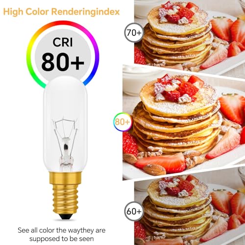 Caldarax 2 Stück E14 T22 Dunstabzugshaube Glühbirne 230V Dimmbar, 2700K Warmweiß, 350lm, SES E14 kleine Schraube Leuchtmittel, für Dunstabzugshaube, Deckenleuchte, Tischlampe