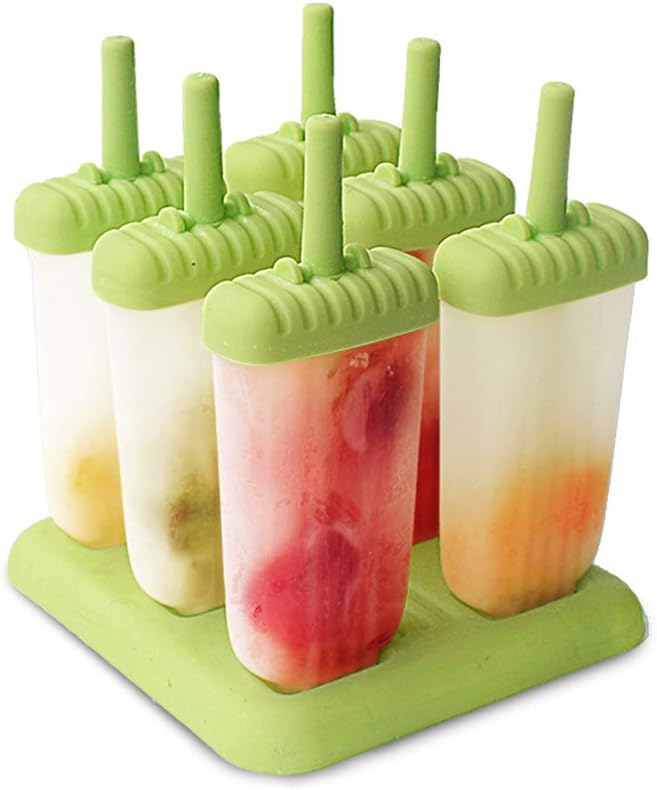 SLHP Ice Lolly Moulds Set, Popsicle Molds BPA Free Ice Pop Mould Set Jelly Bar Tray DIY Frozen Ice Cream Food-Grade Kitchen Tool with Base (Green)