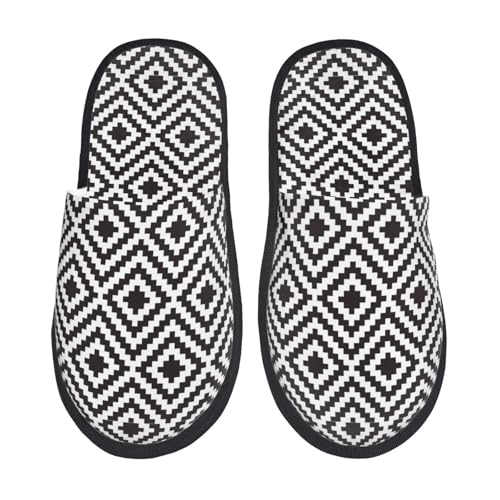 Black and White Geometric Slippers for Women Fuzzy House Shoes Anti-Skid Indoor Slipper Gifts for Women Mom Ladies2