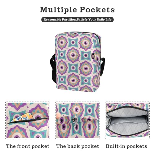 KLL Purple Boho Evil Eyes messenger bag for men Vegan Leather Shoulder Crossover Bag Casual Woman Shoulder Handbags2