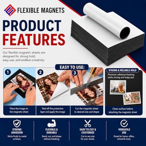 Hojas magnéticas autoadhesivas de calidad premium hechas con imanes flexibles de larga duración 3